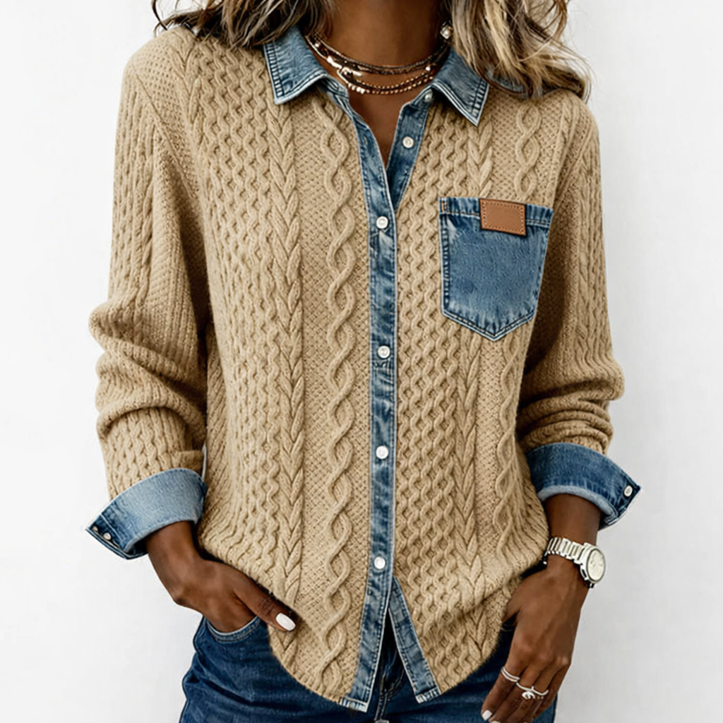 LUMÉRA™ Top de Tejido Patchwork con Detalles en Mezclilla
