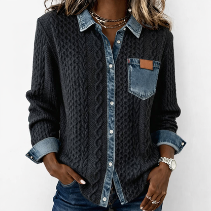 LUMÉRA™ Top de Tejido Patchwork con Detalles en Mezclilla