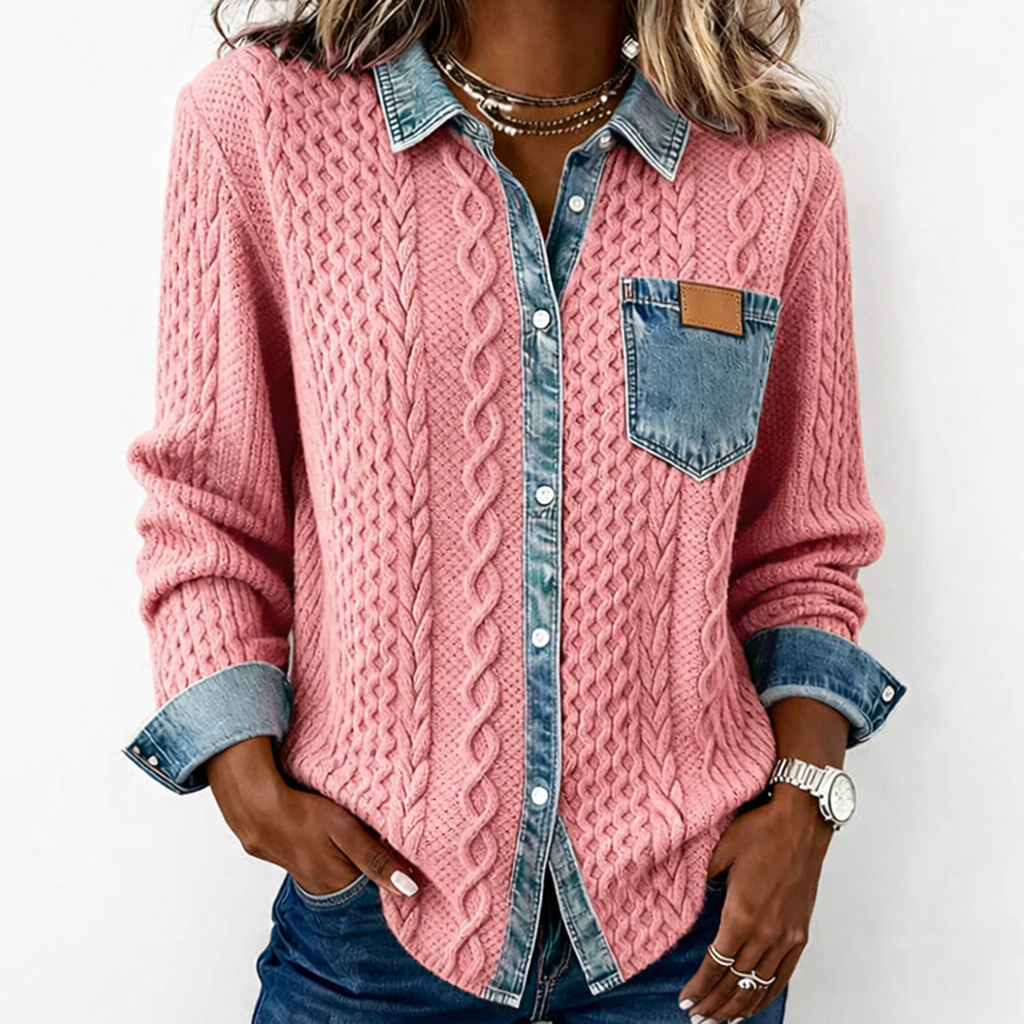 LUMÉRA™ Top de Tejido Patchwork con Detalles en Mezclilla
