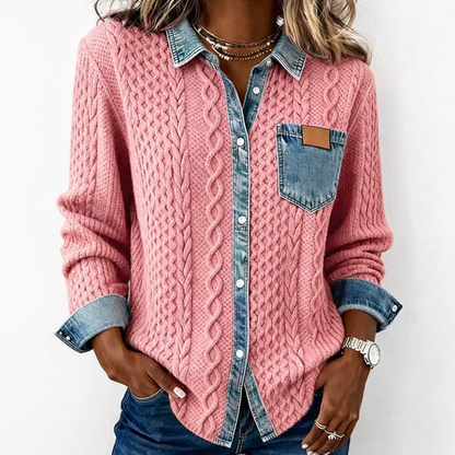 LUMÉRA™ Top de Tejido Patchwork con Detalles en Mezclilla