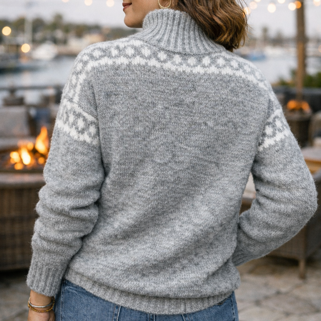Koreli™ Suéter abrigador con cuello alto decorativo