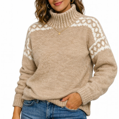 Koreli™ Suéter abrigador con cuello alto decorativo