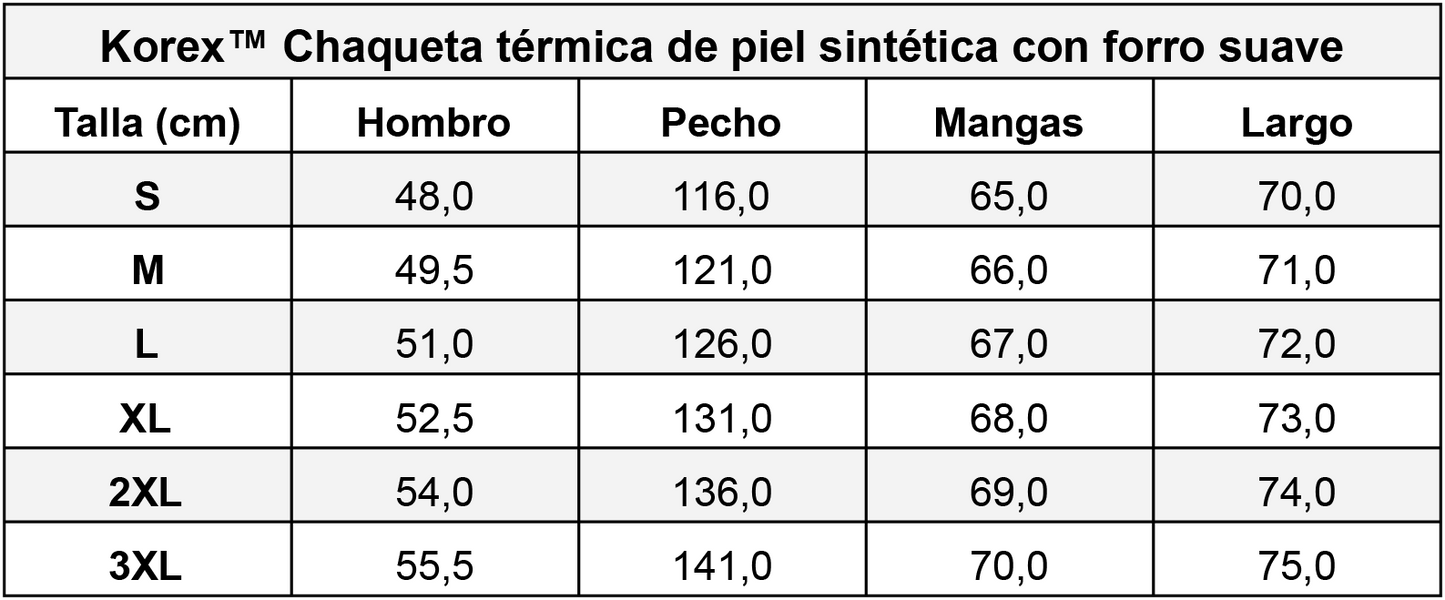 Korex™ Chaqueta térmica de piel sintética con forro suave