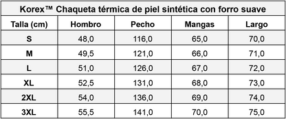 Korex™ Chaqueta térmica de piel sintética con forro suave