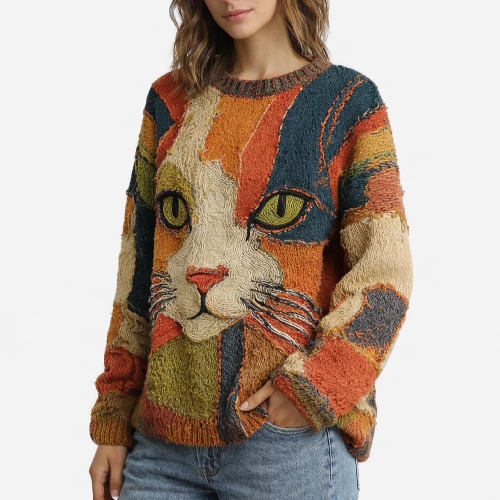 Lioraé™ Top Ilustración Gato Mirada Firme