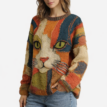 Lioraé™ Top Ilustración Gato Mirada Firme
