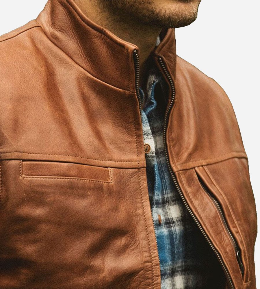 Arvion™ Chaleco de Piel de Cordero Estilo Moto para Hombre