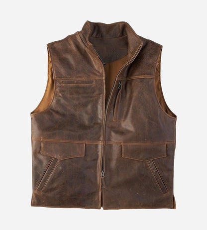 Arvion™ Chaleco de Piel de Cordero Estilo Moto para Hombre
