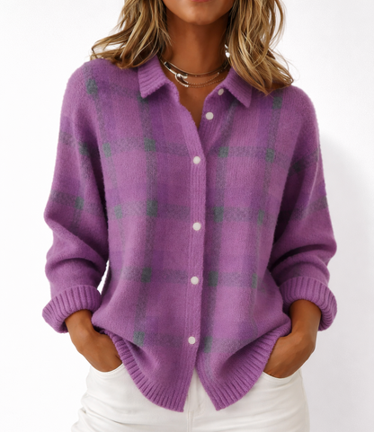 Noréa™ Cardigan Punto Cuadros Luz Tenue