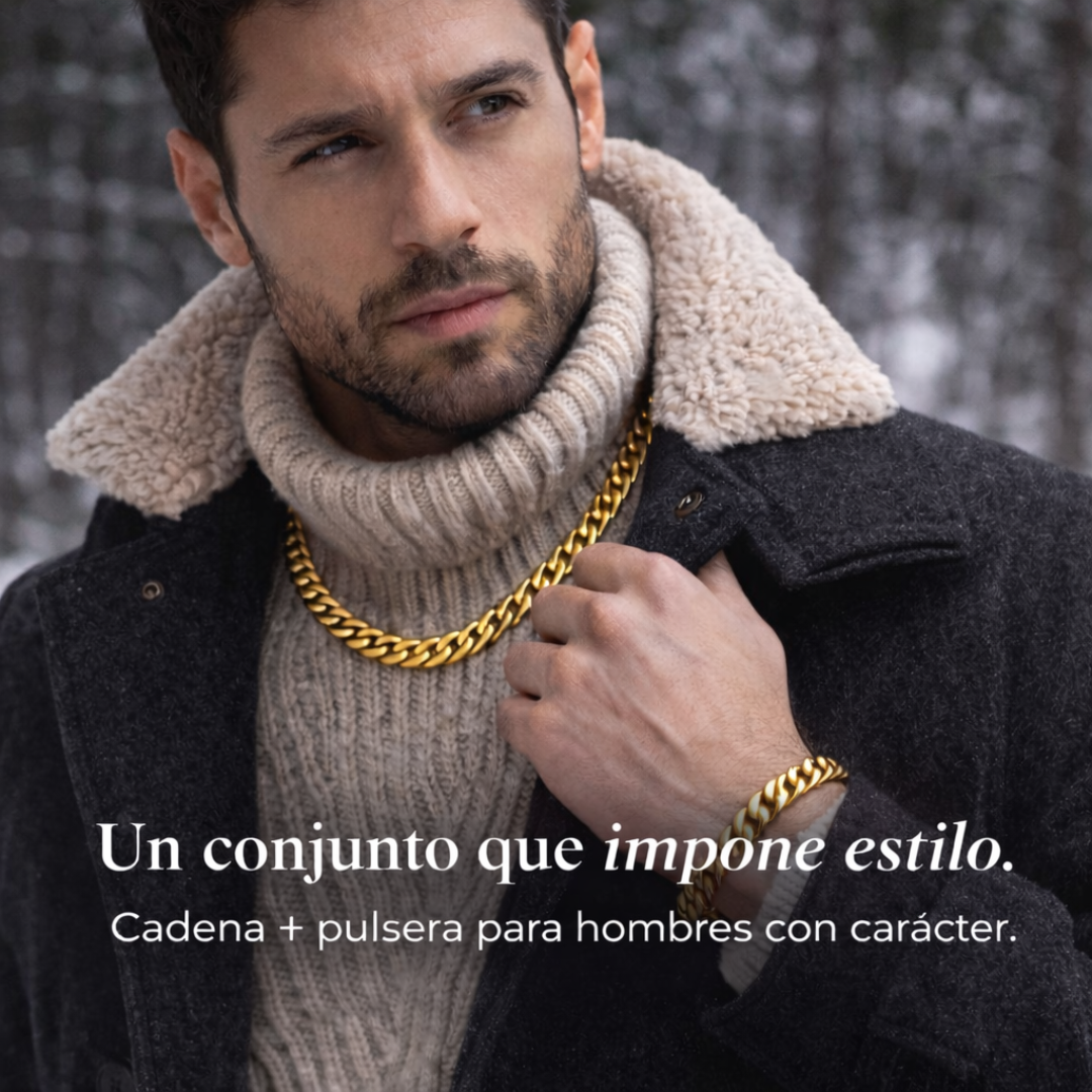 Reid™ Set de Collar y Pulsera de Cadena para Hombre con Estilo Audaz