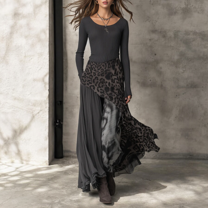 Vireli™ Vestido Largo con Estampado Leopardo Elegante y Fluido