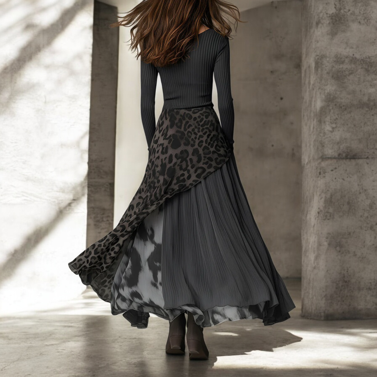 Vireli™ Vestido Largo con Estampado Leopardo Elegante y Fluido