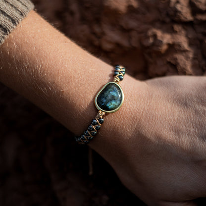 Dree™ Pulsera Ojo Celestial con Labradorita y Hematita Energética