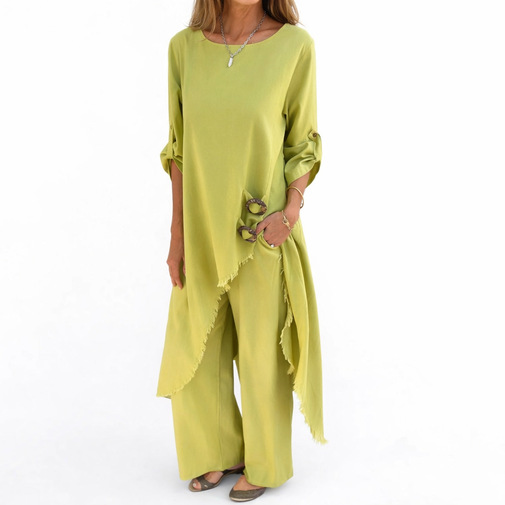 Quivelle™ Conjunto Elegante de Algodón y Lino de 2 Piezas