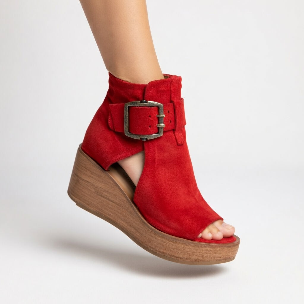 Indiea™ Botines con Punta Abierta y Plataforma Cómoda