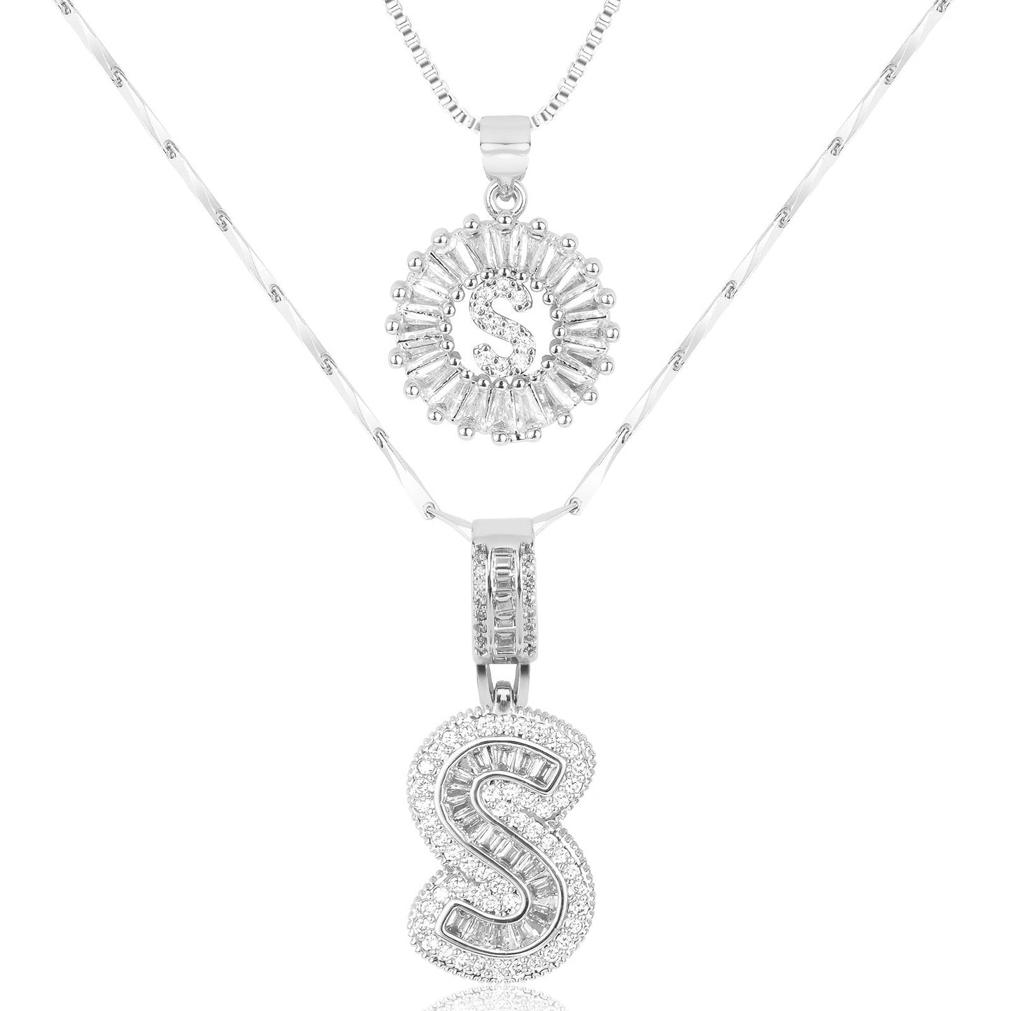 Primrose™ Collares Iniciales de Letra con Diamantes de 14k (2 piezas)
