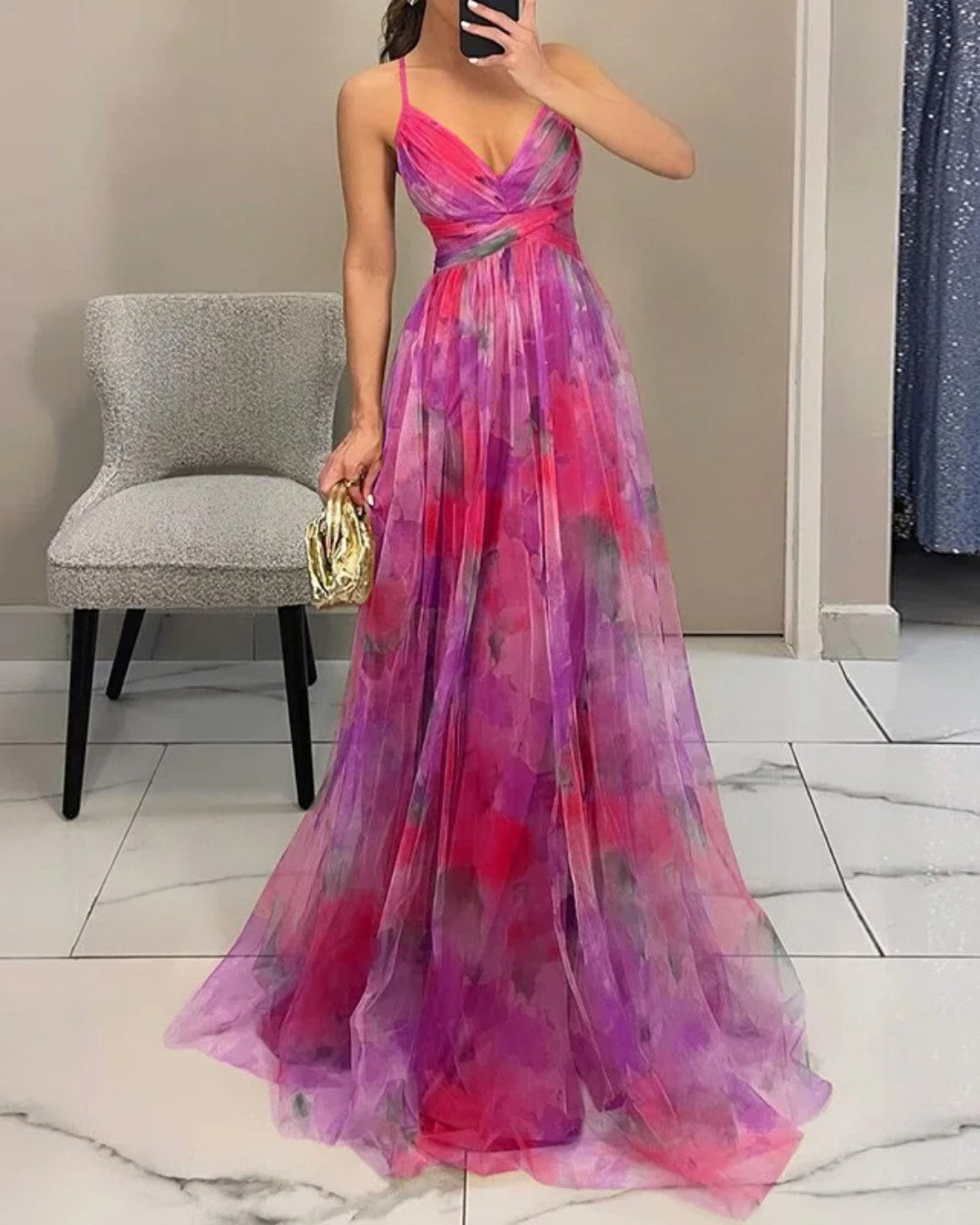 Orelavine™ Maxi Vestido Floral Encantador de Estilo Elegante