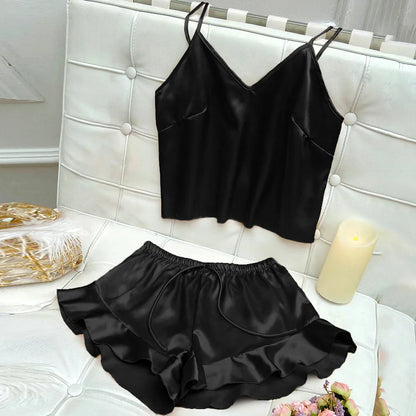 Jessa™ Conjunto de Pijamas Completo con Top de Satén y Pantalones Cortos