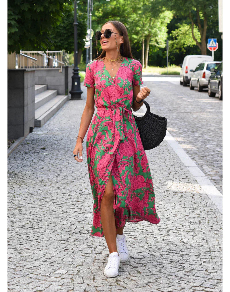 Delia™ Vestido Elegante con Escote en V y Corte Moldeador