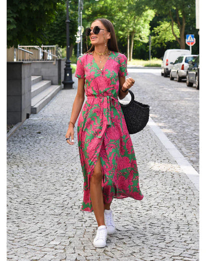 Delia™ Vestido Elegante con Escote en V y Corte Moldeador