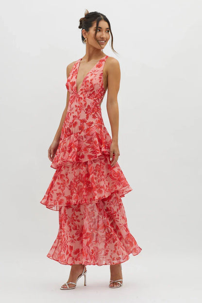 Haven™ Vestido midi floral elegante