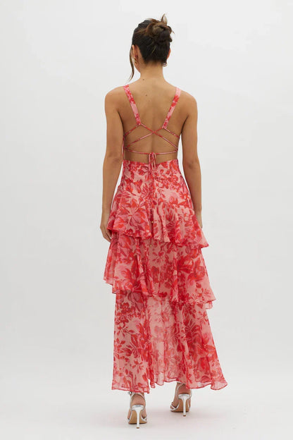 Haven™ Vestido midi floral elegante