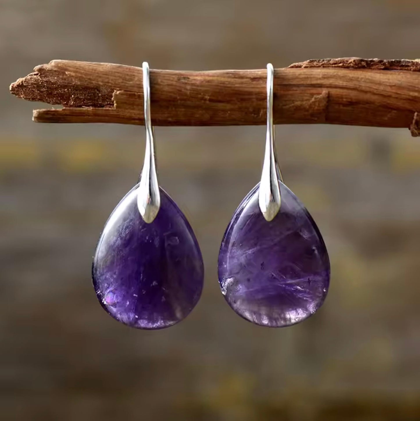 Genira™ Pendientes de Piedra Natural Amatista en Forma de Gota