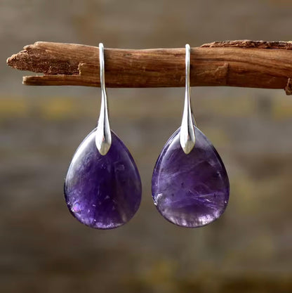 Genira™ Pendientes de Piedra Natural Amatista en Forma de Gota