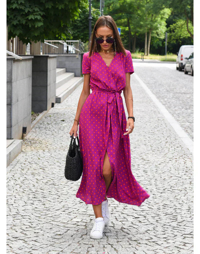 Delia™ Vestido Elegante con Escote en V y Corte Moldeador