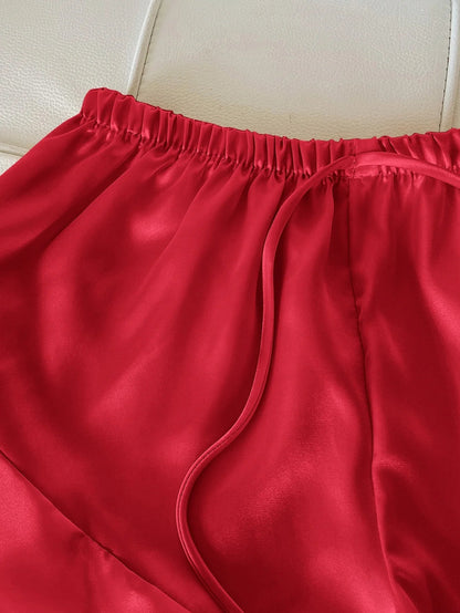 Jessa™ Conjunto de Pijamas Completo con Top de Satén y Pantalones Cortos