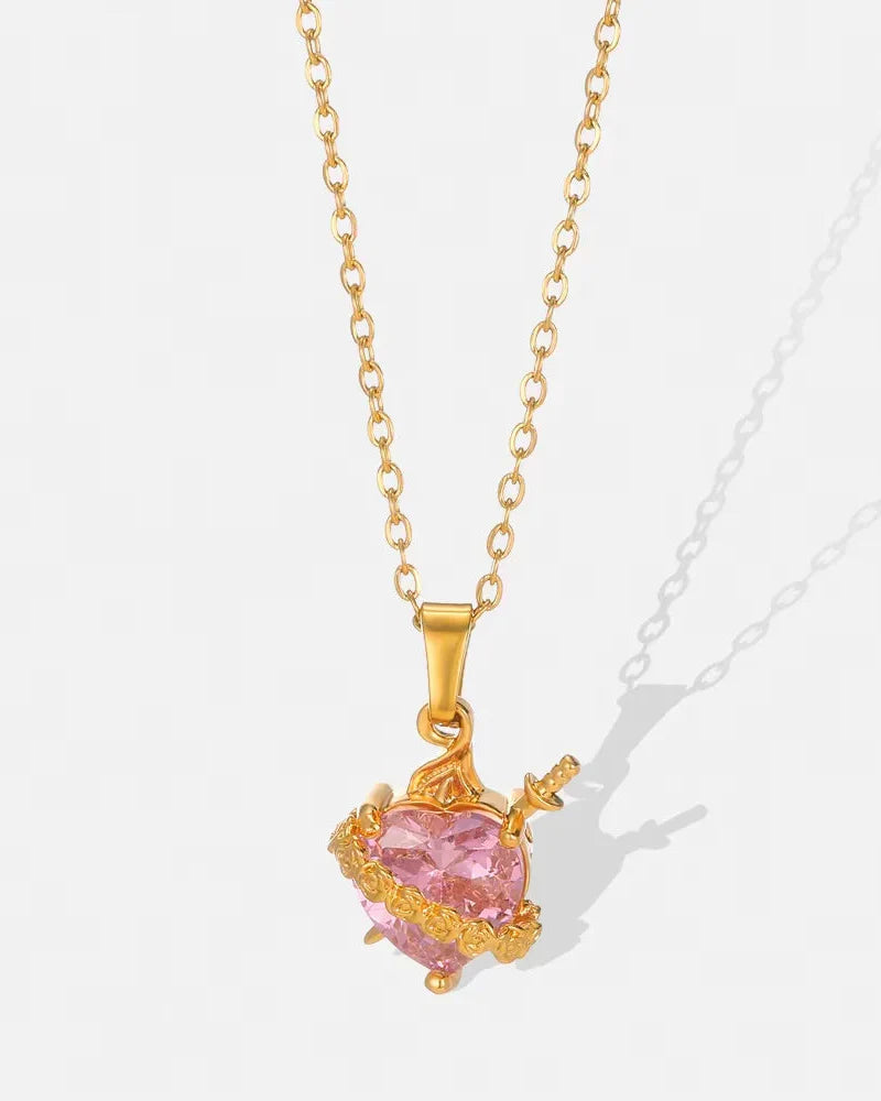 Pippa™ Collar Corazón Inmaculado de María (Baño de Oro)