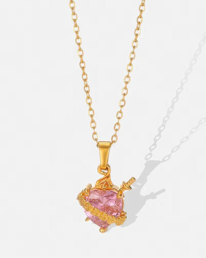 Pippa™ Collar Corazón Inmaculado de María (Baño de Oro)