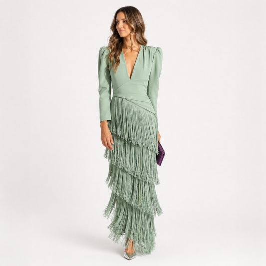 Sienna™ Vestido elegante con mangas de flecos
