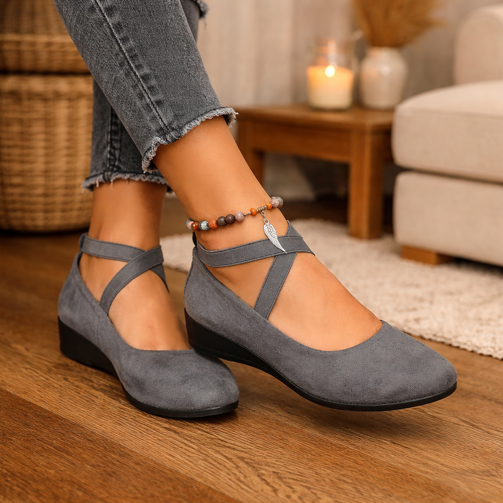 Elyssé™ Flats de Cuña con Tiras Cruzadas