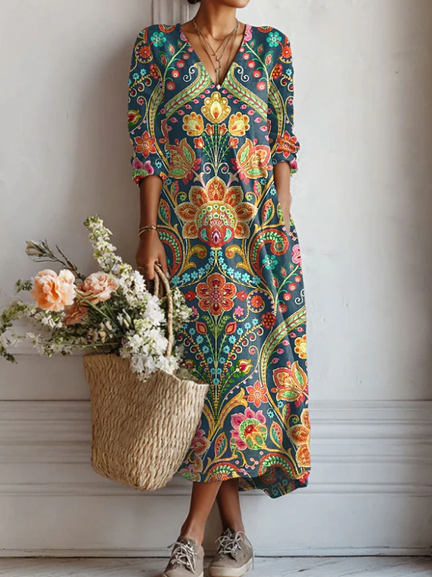 Voreya™ Vestido Largo Étnico con Diseño Fluido y Elegante