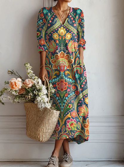 Voreya™ Vestido Largo Étnico con Diseño Fluido y Elegante