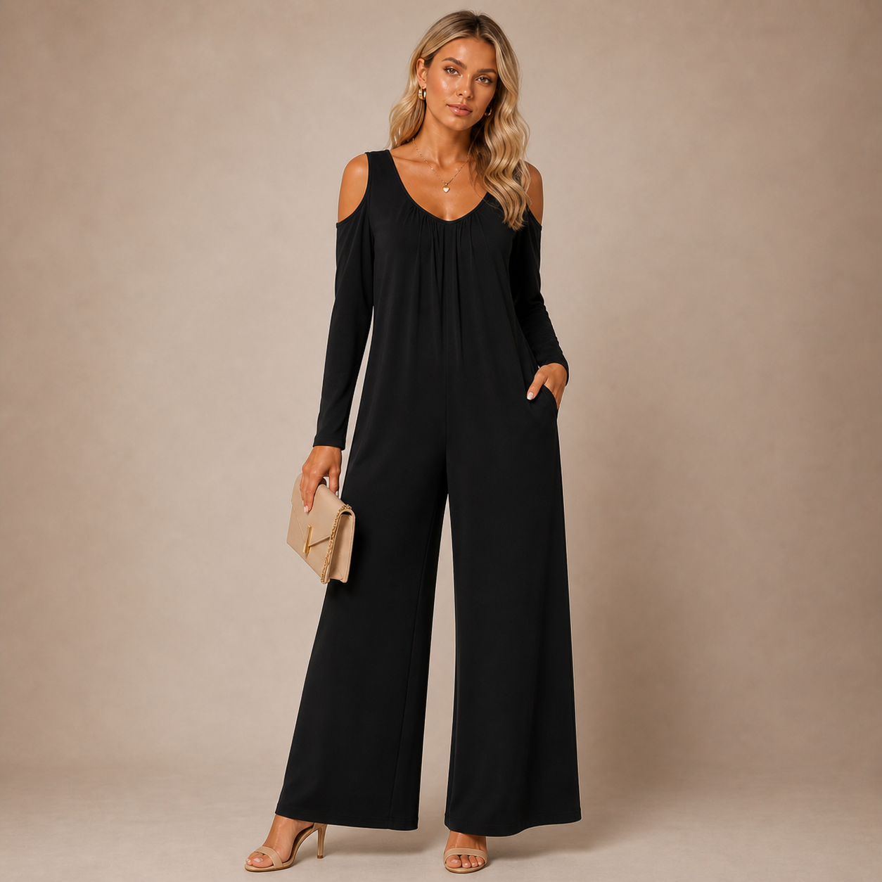 Tansira™ Jumpsuit Elegante con Hombros Descubiertos y Aretes Incluidos