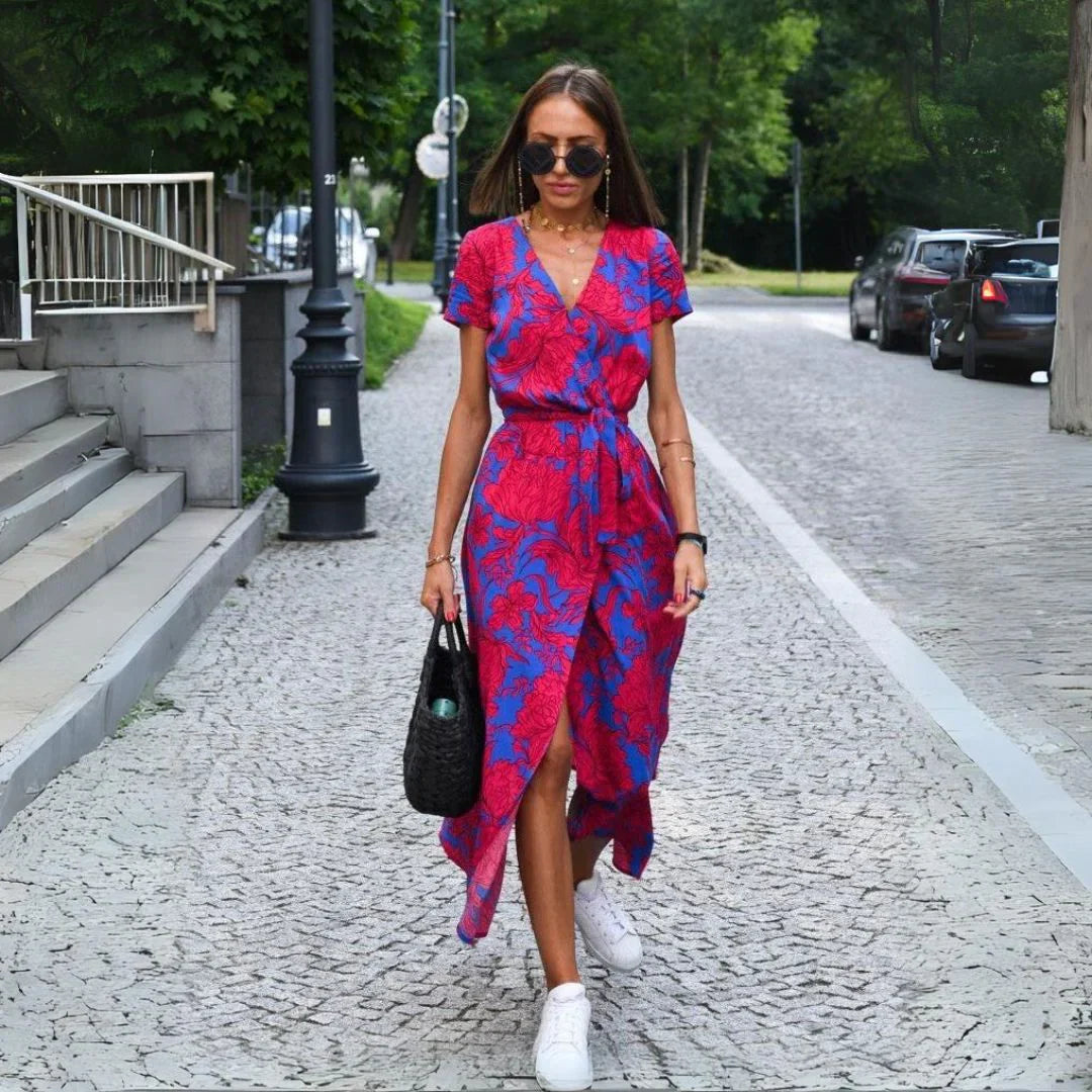 Delia™ Vestido Elegante con Escote en V y Corte Moldeador