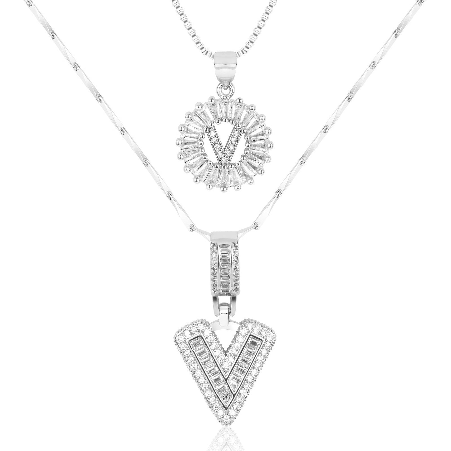 Primrose™ Collares Iniciales de Letra con Diamantes de 14k (2 piezas)