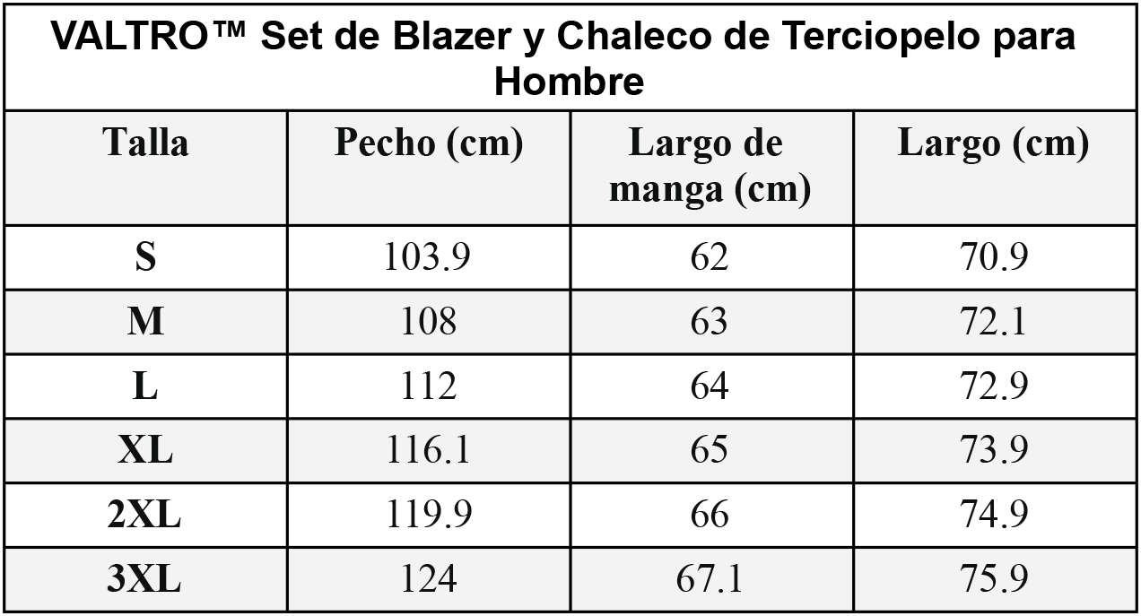 VALTRO™ Set de Blazer y Chaleco de Terciopelo para Hombre