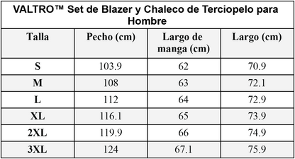 VALTRO™ Set de Blazer y Chaleco de Terciopelo para Hombre