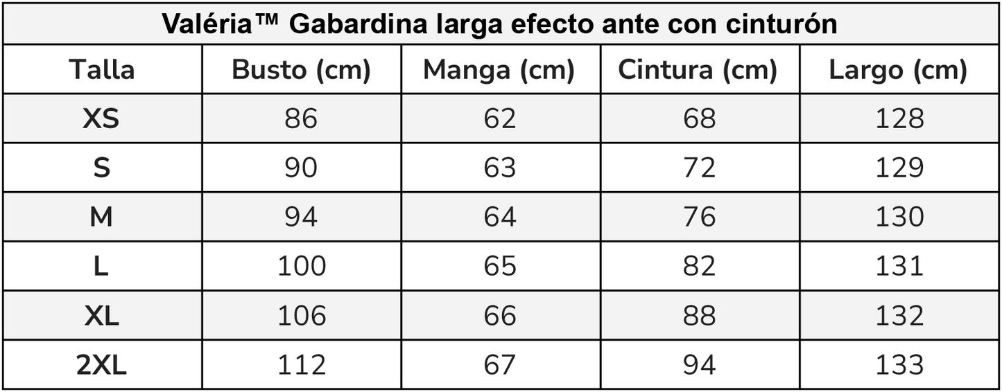 Valéria™ Gabardina larga efecto ante con cinturón