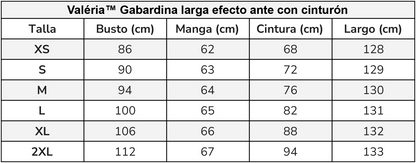 Valéria™ Gabardina larga efecto ante con cinturón