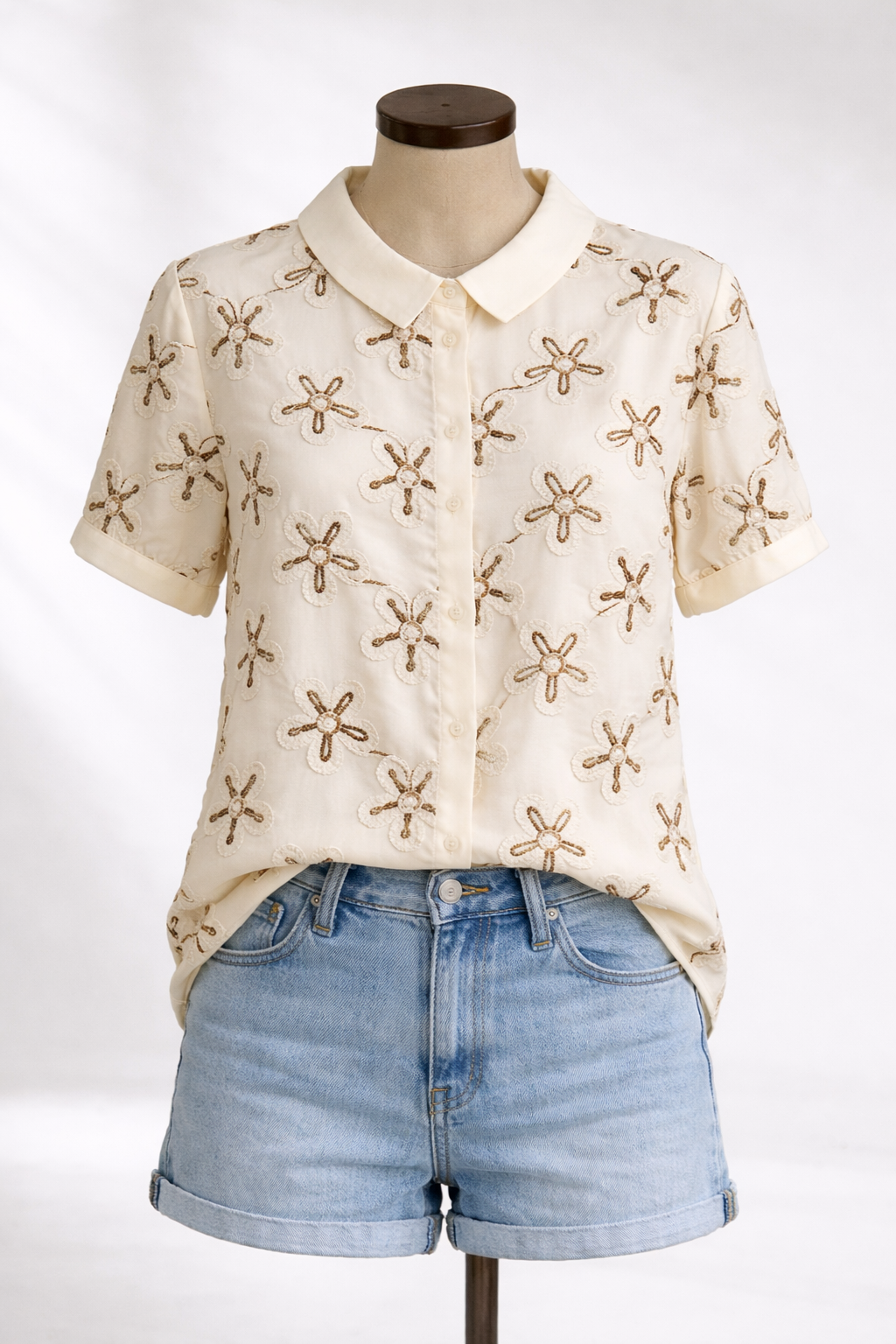 Valira™ Blusa Floral Elegante con Cuello Clásico