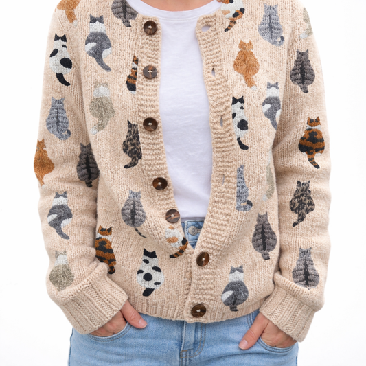 Vessina™ Cardigan Artístico con Estampado de Gatos