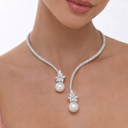 Vionelise™ Collar Elegante con Perlas y Plata Esterlina Brillante