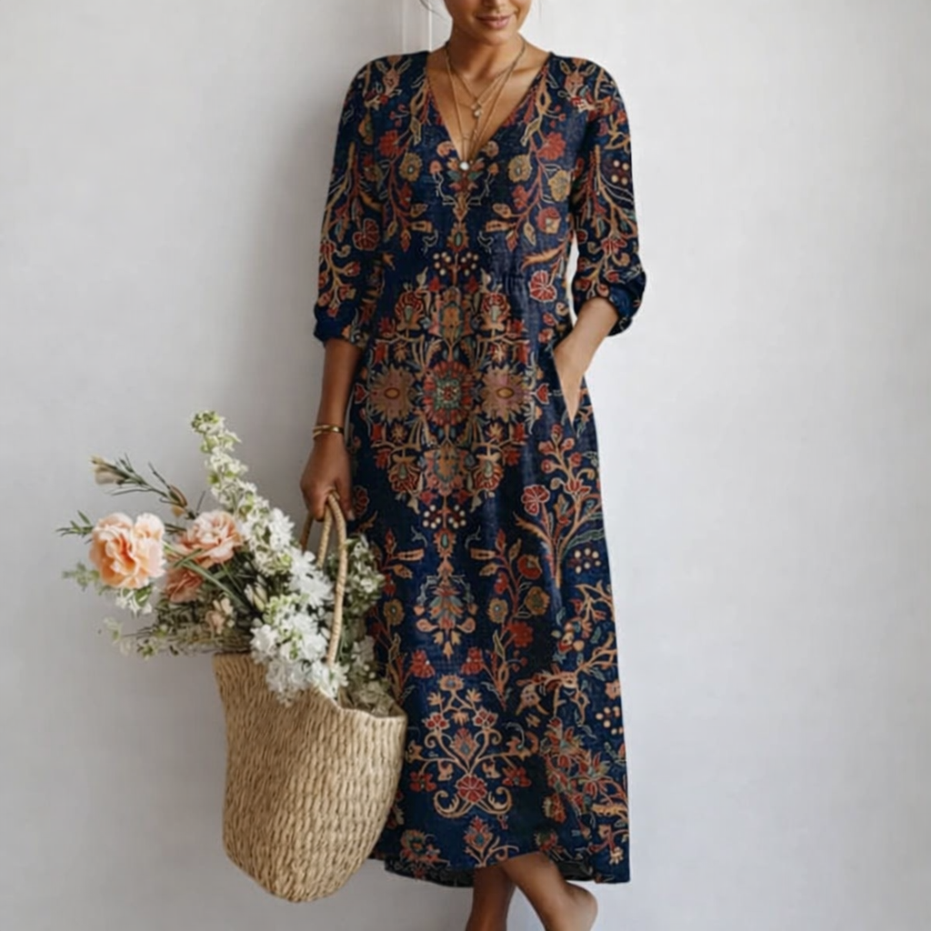 Voreya™ Vestido Largo Étnico con Diseño Fluido y Elegante