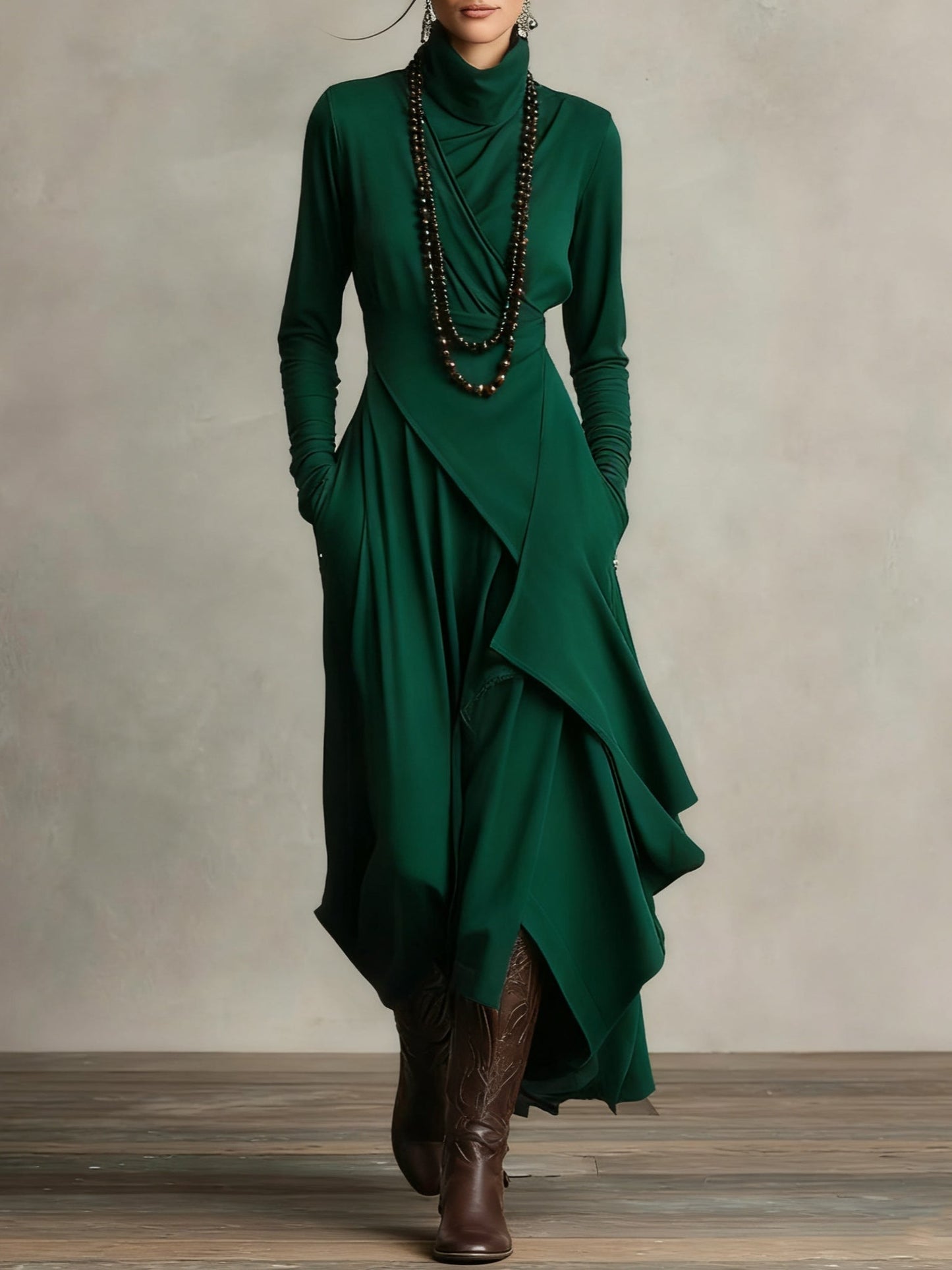 Quellora™ Vestido Maxi Capa Cruzada