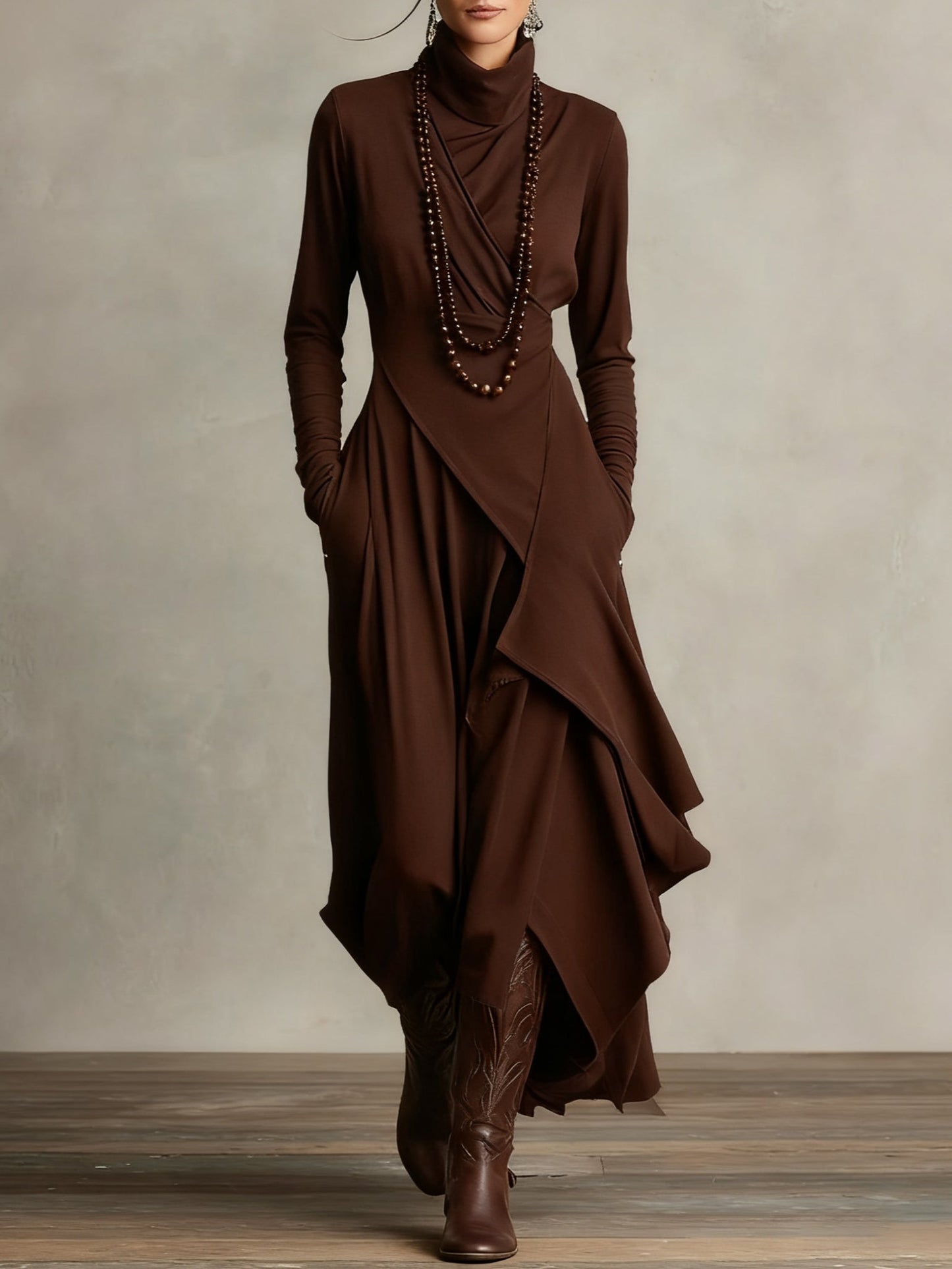 Quellora™ Vestido Maxi Capa Cruzada