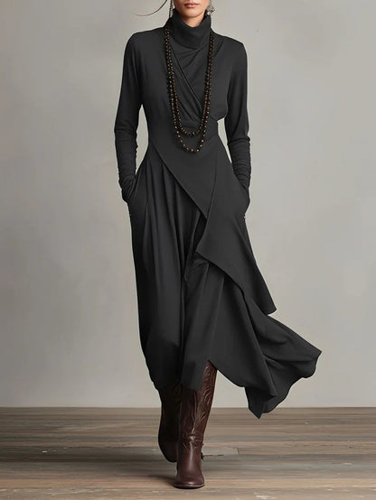 Quellora™ Vestido Maxi Capa Cruzada